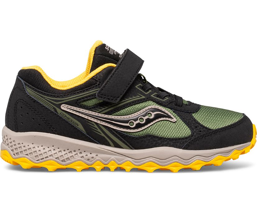 Tenis Saucony Cohesion 14 A/C Niños Negros Verde Oliva Amarillos | México 833QMAZ